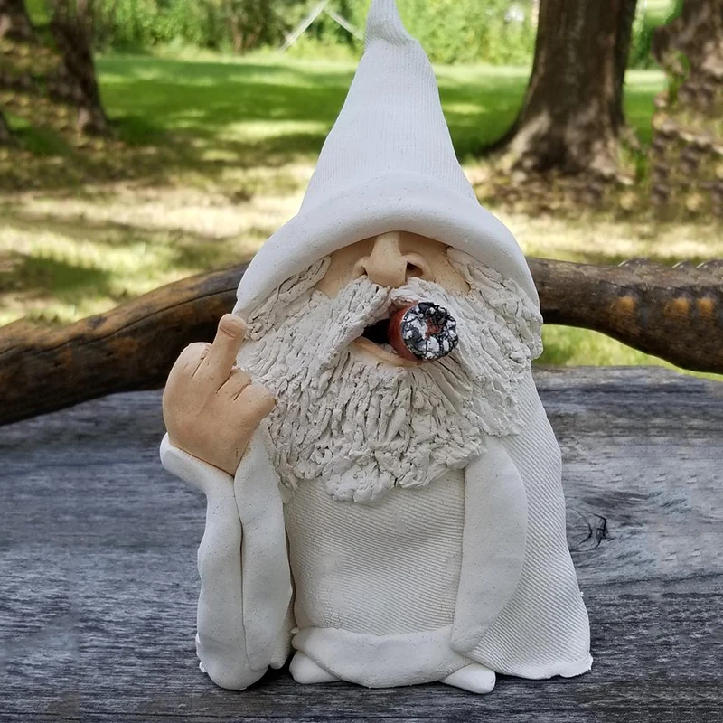

Smoking Wizard Big Tongue Gnome Naughty Garden Gnome for Lawn Ornaments Indoor or Outdoor Decorations ADW889