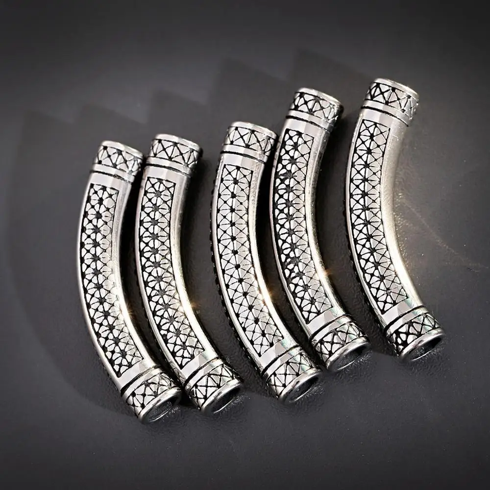 

1 Piece/Lot Vintage Stainless Steel Silver Color Cylindrical Link Beads Accessories For Making DIY Hand-Knitted Bracelets