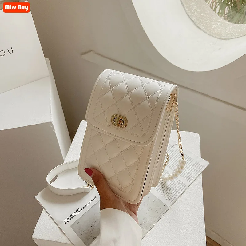 

Universal Mobile Phone Pouch Bag For iPhone 13 12 11 Pro Max SE 2020 X XS 6 6S 7 8 Case Leather Lingge Shoulder Bag Pocket Purse