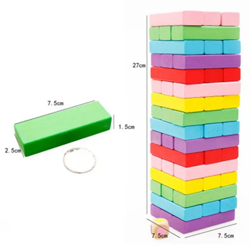 

Wooden Stacking Board Games Building Blocks for Kids - 48 Pcs
