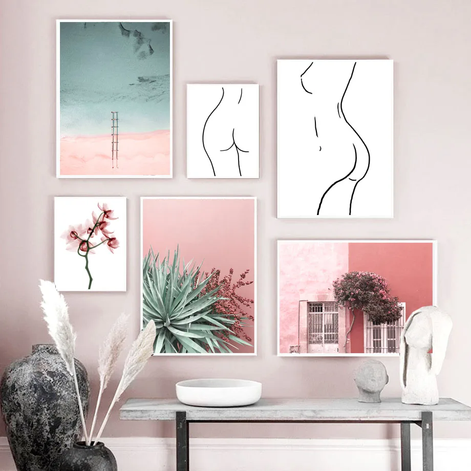 Пейзаж Пляж Агава цветок дом дерево скандинавские принты Художественная Картина