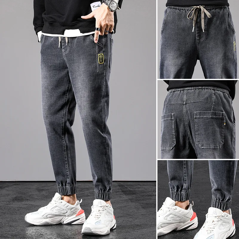2021 New Spring Autumn Men's Jeans Elastic Harun pants Fashion Streetwear Trousers Male Casual Classic Ankle-Length Denim Pants
