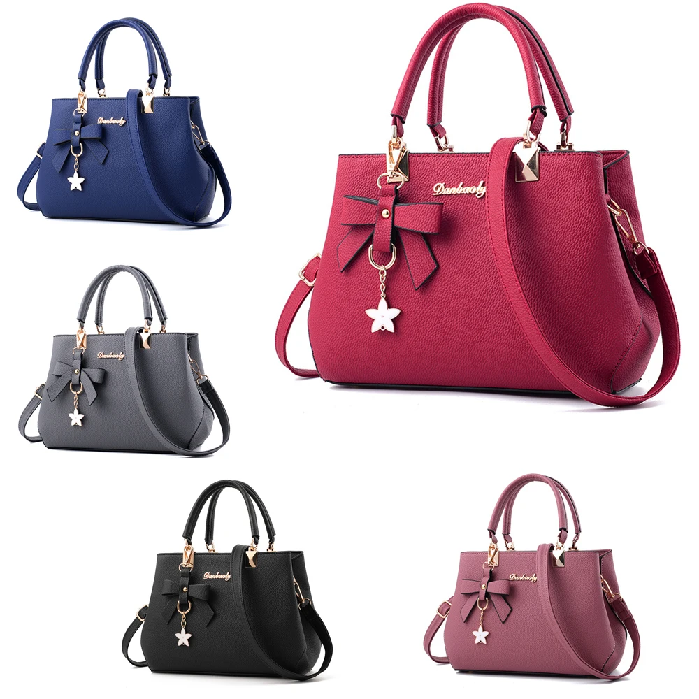 

Women Handbags PU Leather Bow Bags Female Solid Color Purse Shoulder Crossbody Tote Bag Shoulder Messenger Bags Pouch