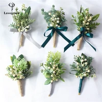 lovegrace groom boutonniere corsages green berries artificial eucalyptus plant leaf pine needle forest style wedding supplies