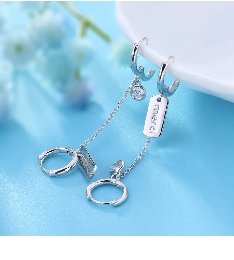Серьги из стерлингового серебра 925 пробы, модные серьги с двойным отверстием для ушей, круглые циркониевые цепочки с кисточками, популярные индивидуальные ювелирные изделия для девочек и мальчиков