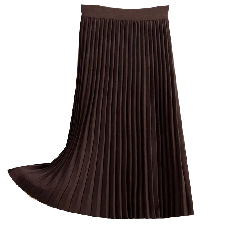 SINGRAIN Women Knitted Pleated Skirt Autumn Winter Korean Casual Loose Thick Warm A-line High Waist Long Sweater Skirts | Женская одежда
