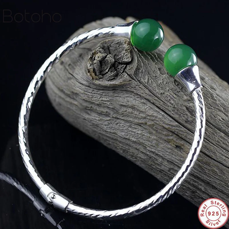 Зеленый нефрит 100% Настоящее серебро 925 пробы браслет для женщин ювелирные