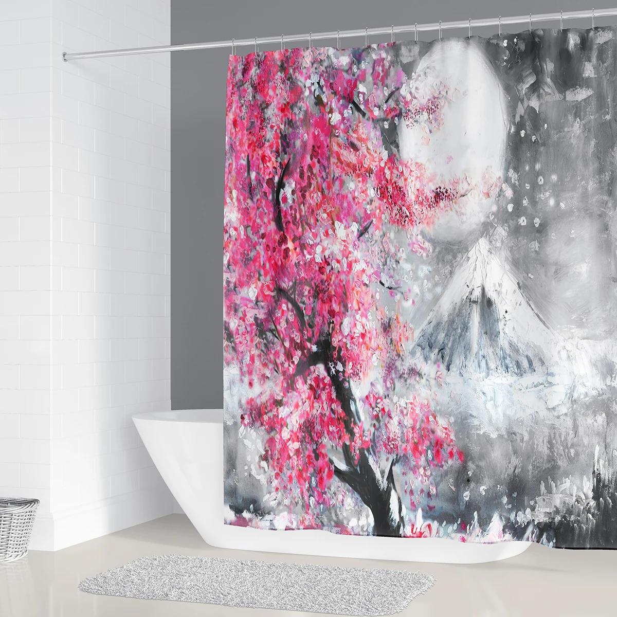 Вишневые деревья на креплении ткань с принтом Fuji занавеска для душа ванной