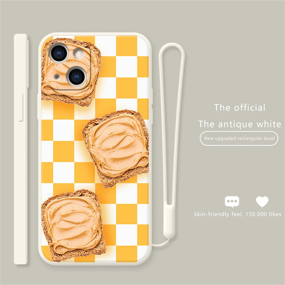 

Bread Temptation Phone Case for IPhone 13Pro Max Case Silicone Cartoon Embossed Phone Case Soft Camera Protection Back Cover
