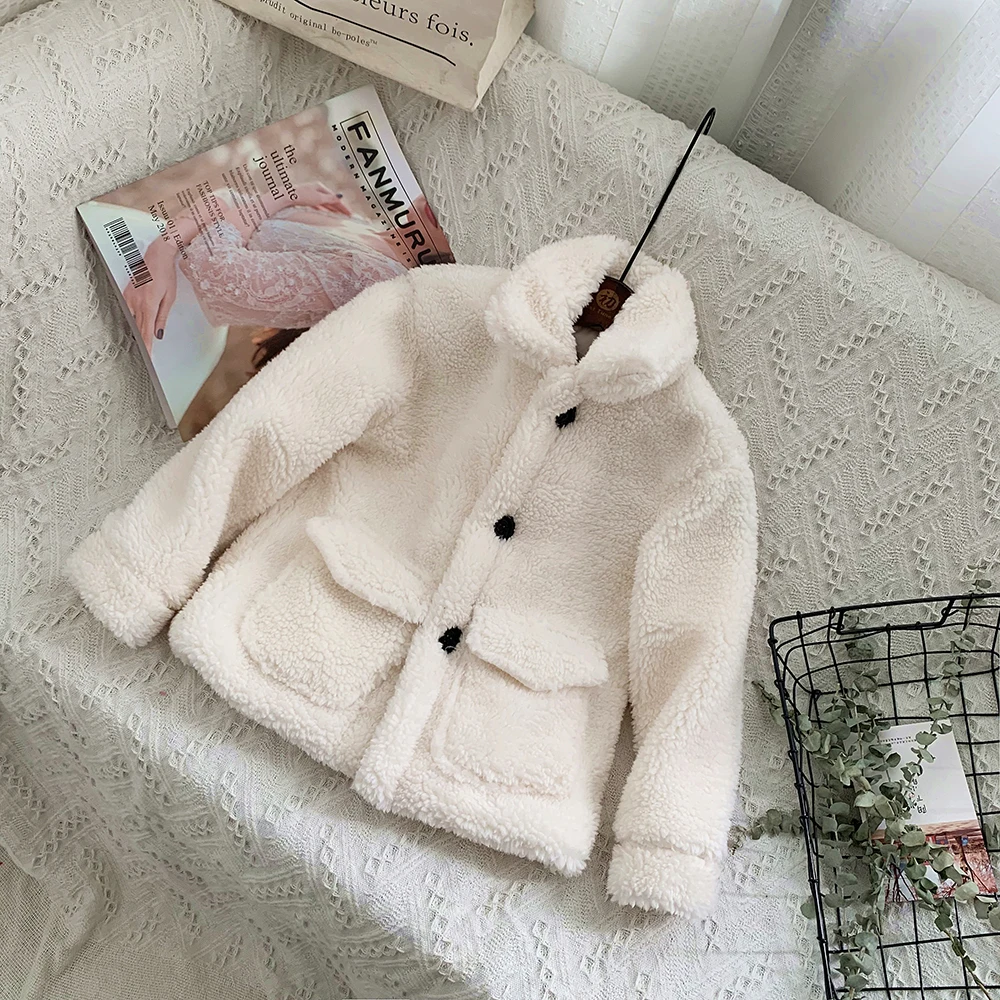 Детское зимнее пальто из ягненка и бархата на искусственном меху для девочек