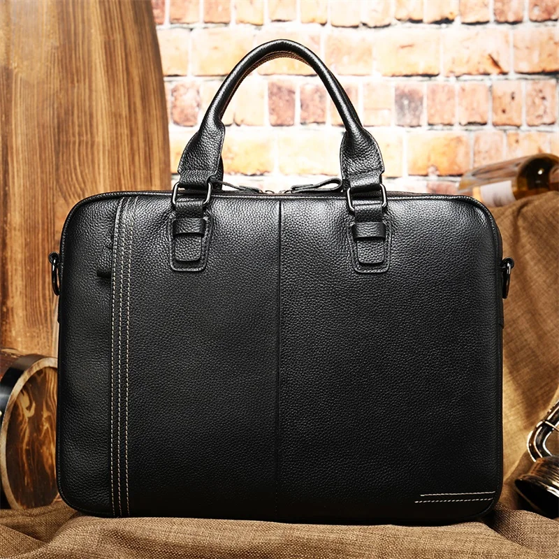 

men's genuine leather bag men laptop bag leather briefcase mens business man briefcase office bags for men porte document 7001A