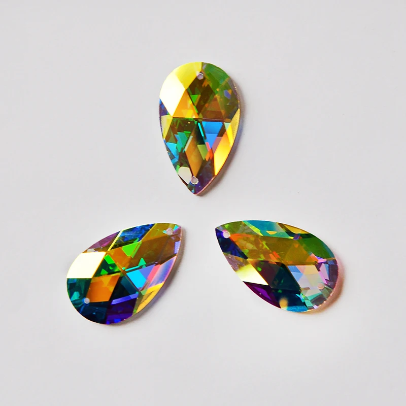 Оригинальные Стразы со стразами AB Drop Sew on Stone Pear Shape Rhinestone loose garment beads DIY шитье