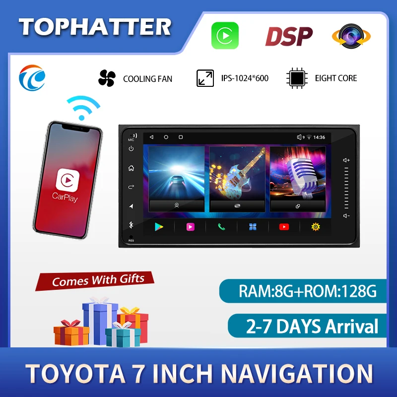 

7-inch Android Radio Multimedia 7862 8 + 128G Camry Corolla Toyota Universal GPS Navigation 2Din Car