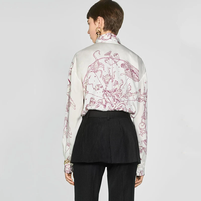 Новинка 2019 ZA рубашка с принтом женская модная богемная длинным рукавом и