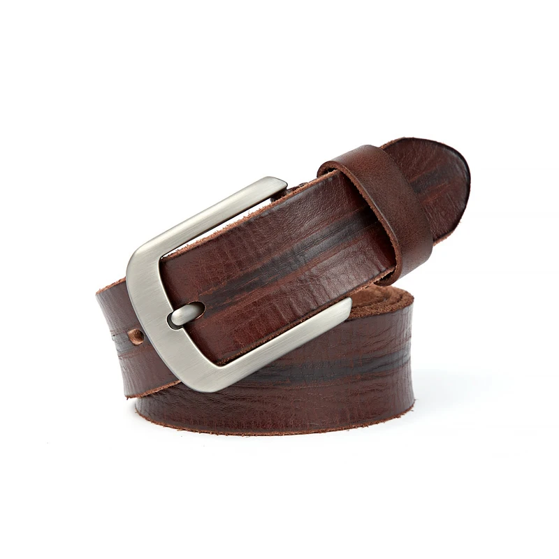 Men Leather High Quality Belt Vintage Luxury Design pin buckle men belt Genuine Leather Belts For Men Original Cowhide Casual