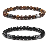 6mm classic men tiger eye beads bracelets natural black lava stone beaded bracelet bangle women charm malachite jewelry pulseira