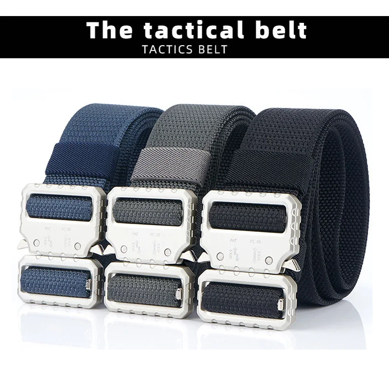 

Tactical Belt Alloy Buckle Male Waistband Leisure Belt Quick Release Quick Dry Elastic For Fishing Hunting Multi Function