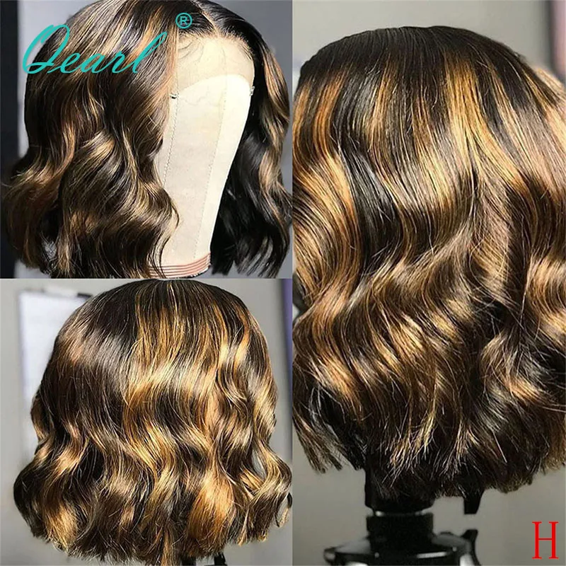 

Lace Front Human Hair Wig Black Chocolate Brown with Honey Blonde Highlights 13x4 HD Lace Frontal Wig for Women Cheap 150% Qearl