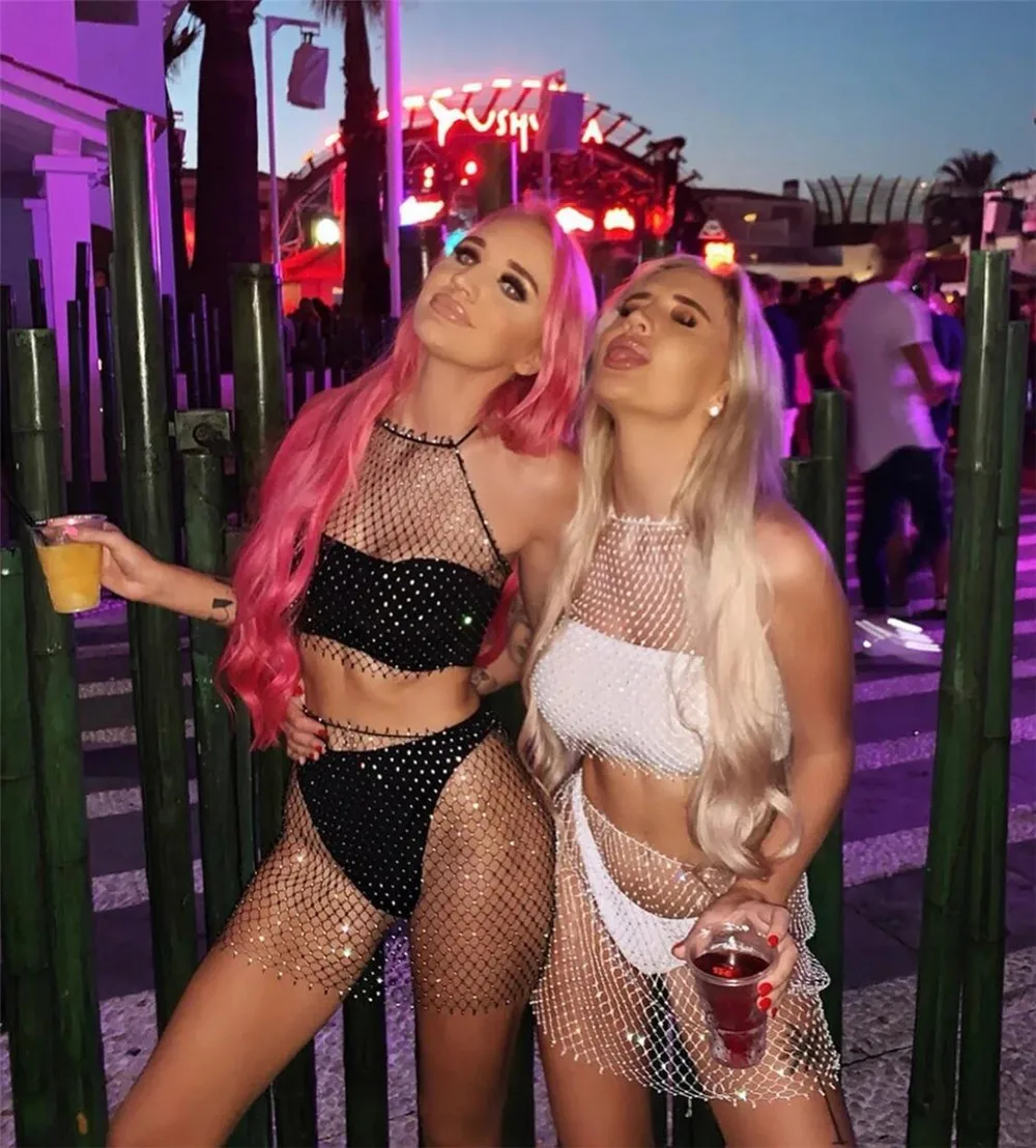 EASTOKES 2 шт./компл. клетчатые Короткие топы ажурная прозрачная юбка летние