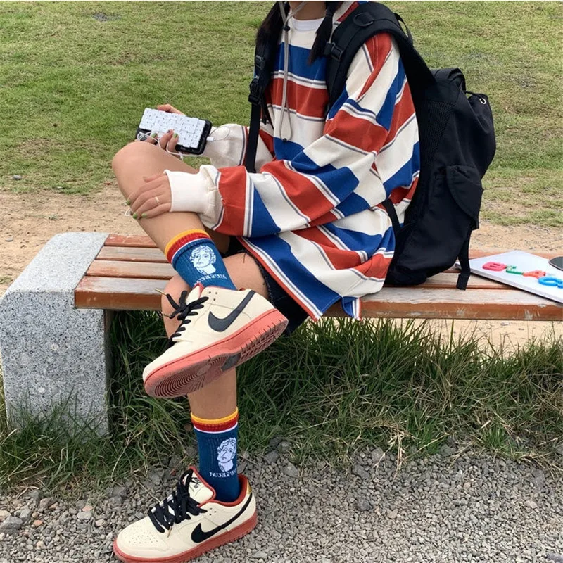 Autumn Winter Woman Hoodie Cotton Loose Solid Casual Long sleeve Striped tops female sweatshirts 2020 HOT femmes sweetshirts