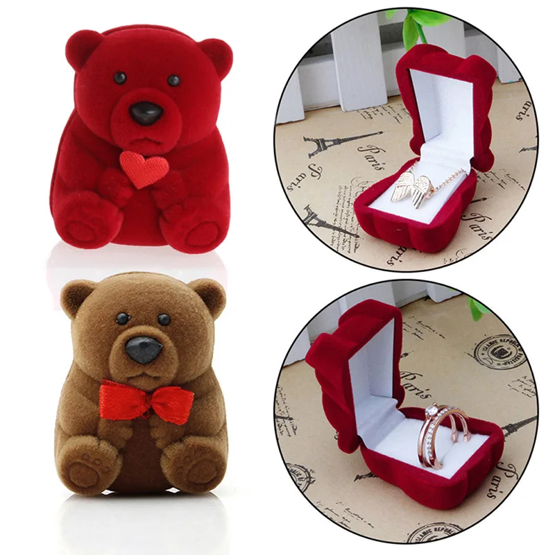 

Mini Cute Bear Jewllery Gift Boxes for Rings and Small Earrings Pendant Necklace Y4QB