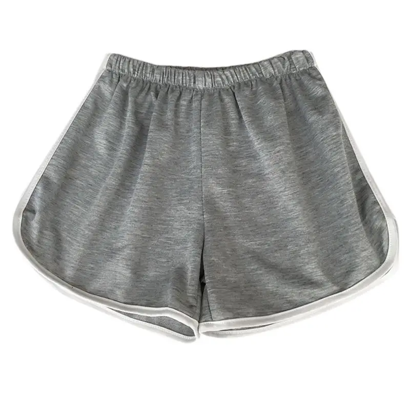 

Korean Women Summer Sport Shorts Harajuku Leisure High Waist Wide Leg Loose Dolphin Hem Contrast Trim Home Loungewear
