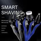 4 в 1 электробритва для Для мужчин Перезаряжаемые моющаяся с 3 лезвиями для бороды, машинка для бритья волос заменить Для мужчин t головка электрическая бритва