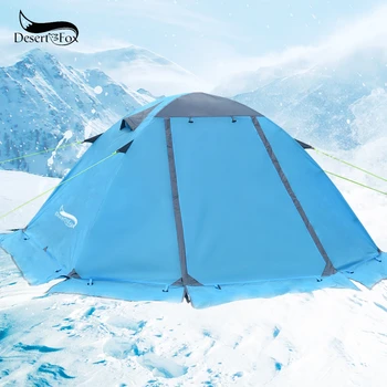 Desert&Fox Winter Tent with Snow Skirt 2 Person Aluminum Pole Tent Lightweight Backpacking Tent for Hiking Climbing Snow Weather 1