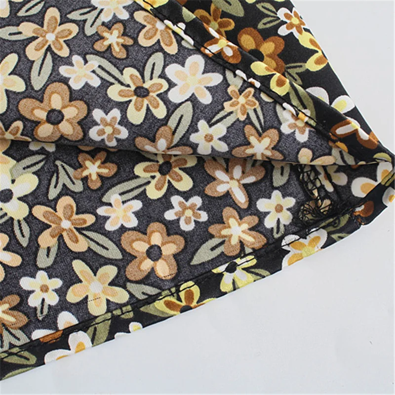 

Elegant puff sleeve sundress for lady summer Square collar fashion women's dress 2021 Floral print chic vintage dress girl