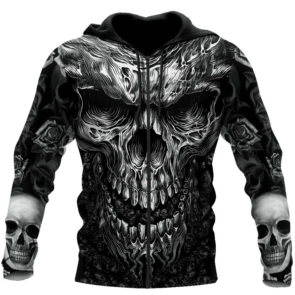 

Beautiful skull tattoo 3D full body print unisex luxury hoodie men sweatshirt zipper pullover casual jacket sportswear 03