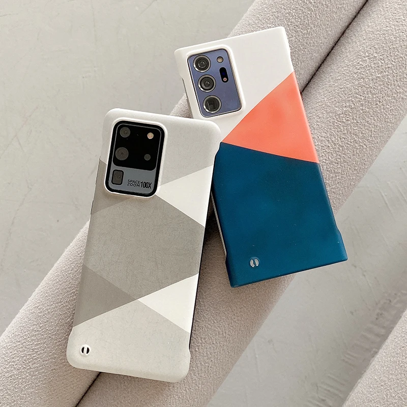 ultrathin matte hard pc frameless phone case for samsung glaxy s20 fe s21 ultra note 20 10 colorful geometry splice back cover free global shipping