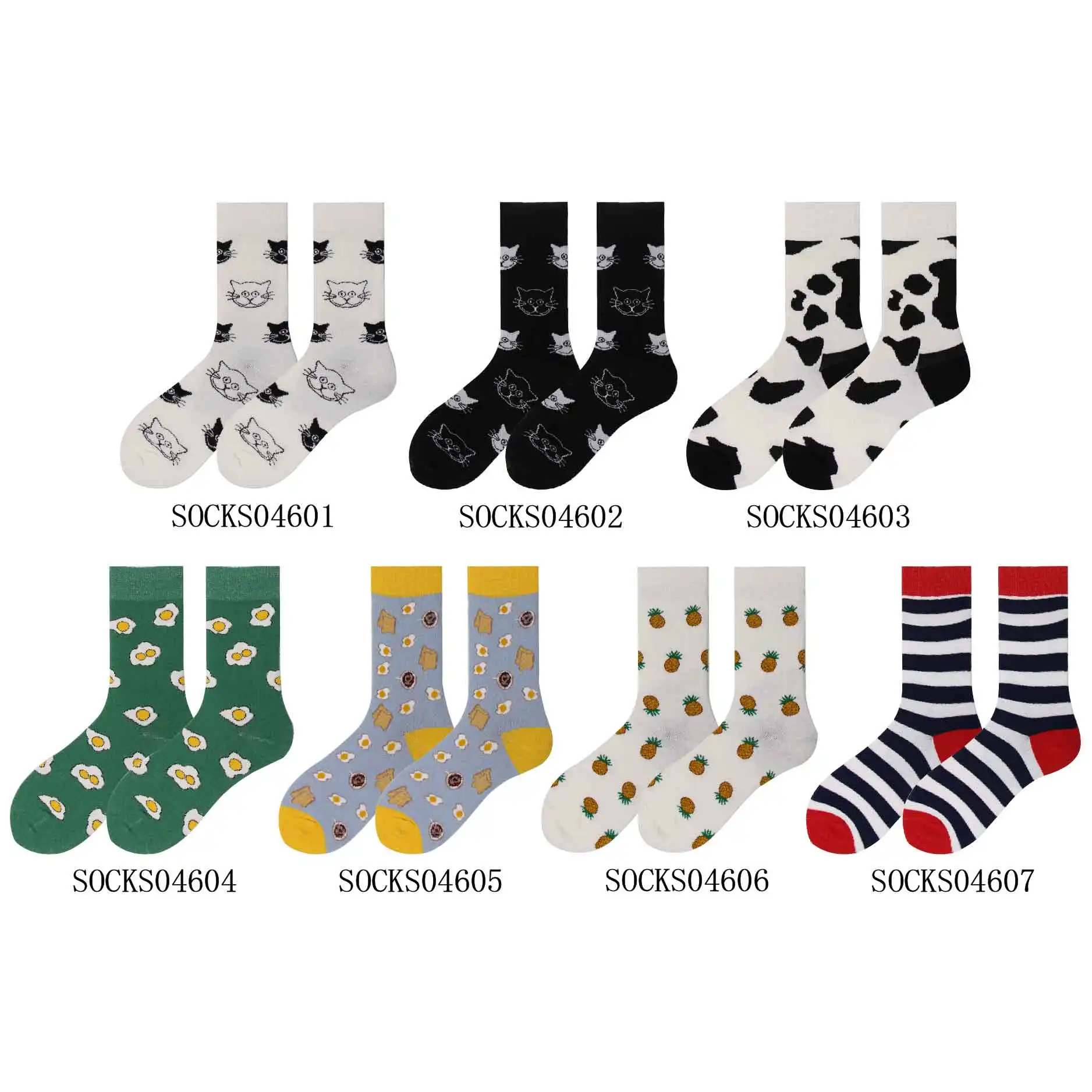 7pairs046 Веселые хлопковые Дышащие носки для девочек средней школы повседневные новые европейские размеры 35-43 - Цвет: 7pairs046