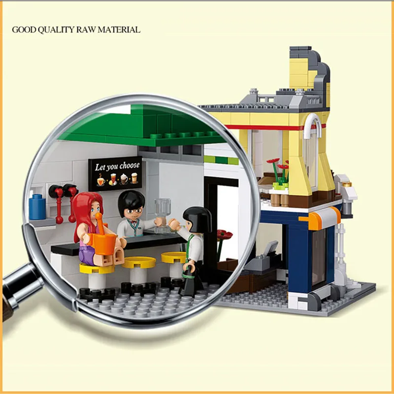 Coffee shop Hotel Bricks Toys Sim City Street view Forge Big World Building Blocks Kids Set Model Gifts Compatible Friends | Игрушки и