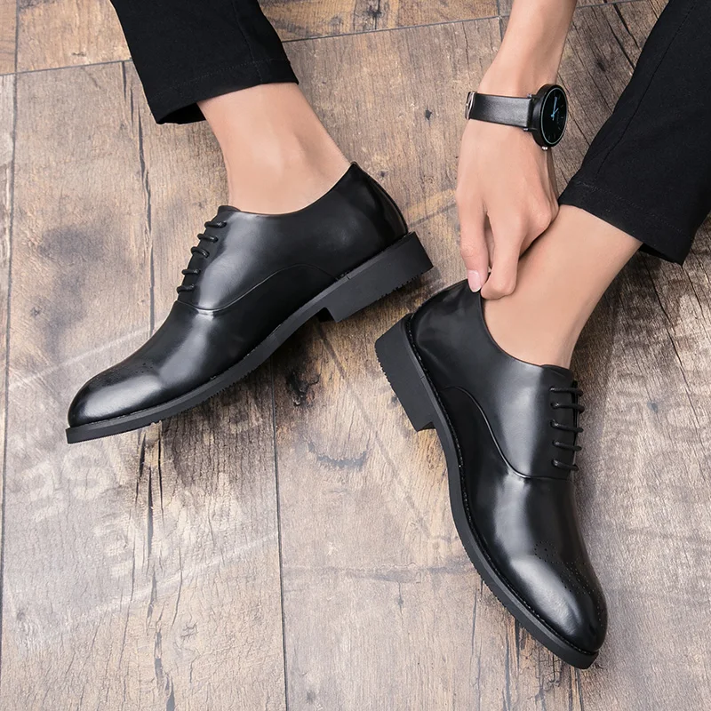 

New Fashion Men Oxford Lace-up Leather Dress wedding Shoes Brogue Flats Male Casual Shoes Footwear Loafers Men Big Size 38-45