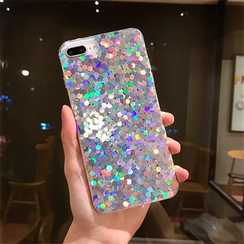 Роскошный противоударный силиконовый чехол с блестками для iPhone 12 Pro Max Mini X XR XS 6s 6