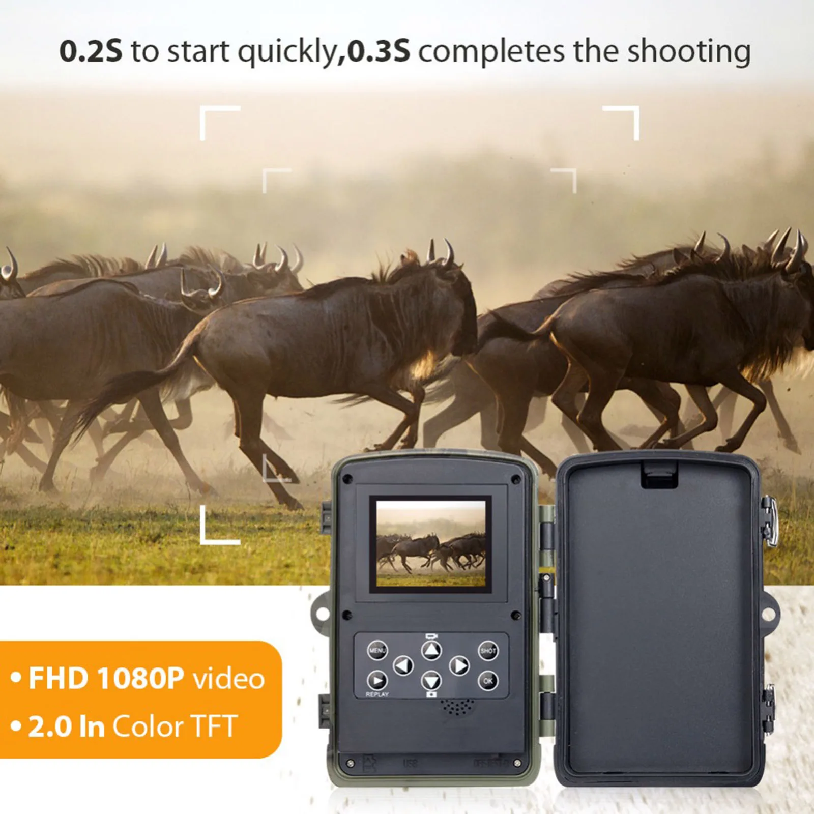

Hunting Camera 16MP Wild Animal Detector Trail Camera Waterproof Monitoring Infrared Heat Wildlife Scouting Sensing Night Vision