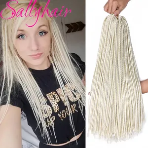 Sallyhair, 1 упаковка, 12 прядей, дреды, 20 дюймов, синтетические плетеные удлинители волос, вязаные крючком волосы, белый, светлый, черный цвет