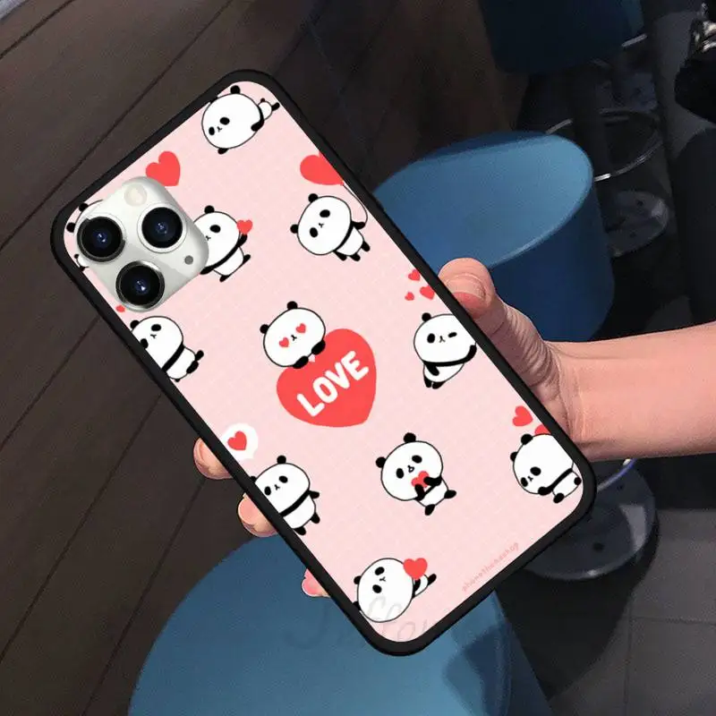 

Riccu cute Panda Bear lovely funny Phone Case For iphone 7 8 12 11 XR XS pro Max Mini plus Soft silicone cover shell funda