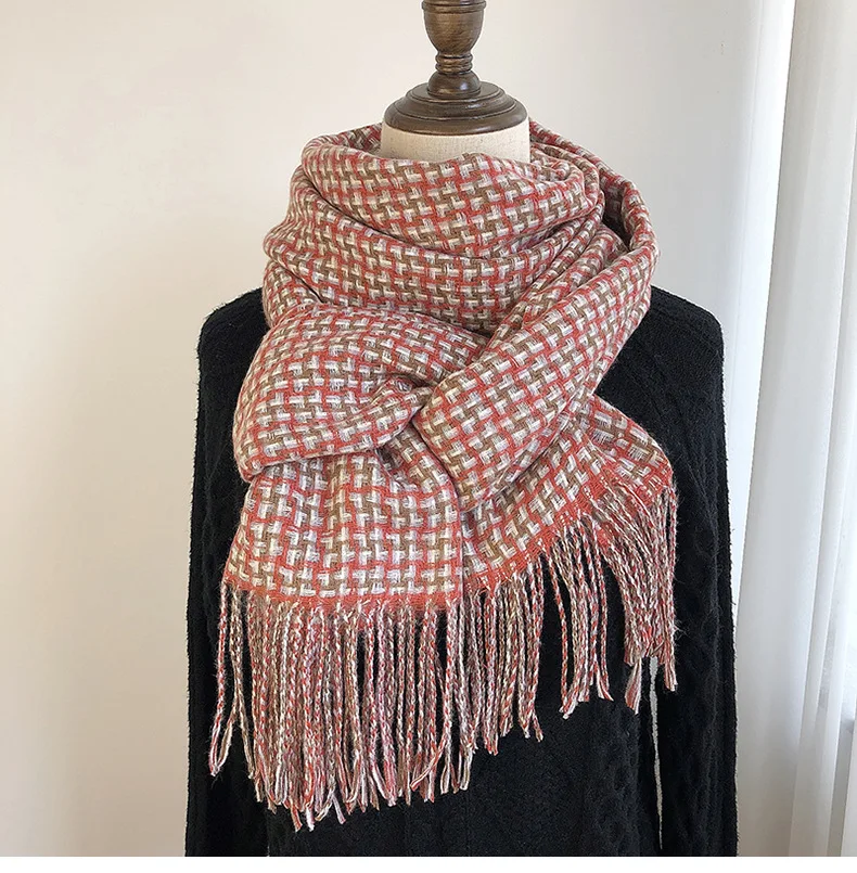 

Fashion Plaid Solid Winter Cashmere Scarf for Women Pashmina Shawls Wraps Lady Warm Tassel Blanket Men Scarves Bufanda