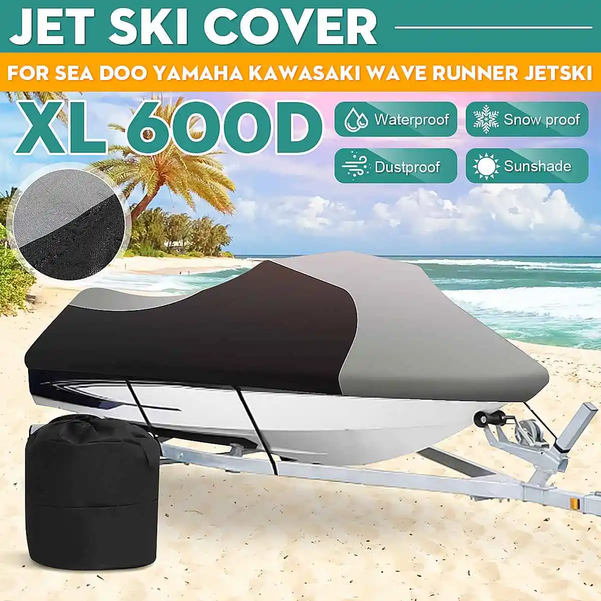 

600D Jet Ski Trailerable Boat Cover Anti Snow Sun Watercraft Motorboat Cover For Seadoo Sea Doo Bombardier PWC GT GTS GTX GTI