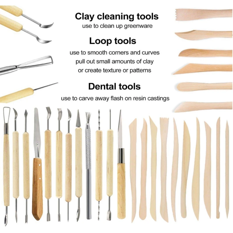 57 шт. Керамика набор инструментов для глины с Пластик чехол моделирование инструменты лепки Наборы
