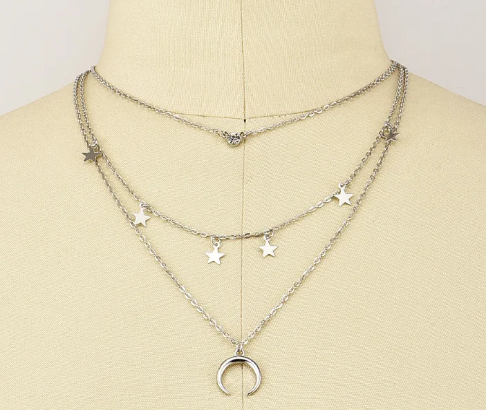 

Ladies Five-pointed Star and Moon Pendant Necklace Combination European and American Fashion New Necklace Pendant