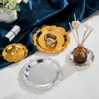 Винтажный рельефный поднос для хранения, зеркальный Железный декоративный поднос, тарелка для демонстрации косметики, ювелирных изделий, настольная подсвечка, органайзер для хранения мелочей