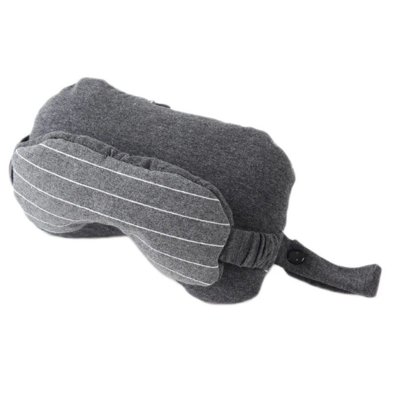 

H7JC 2 In 1 Travel U-Shaped Neck Pillow with Shade Eye Mask Office Massage Cushion