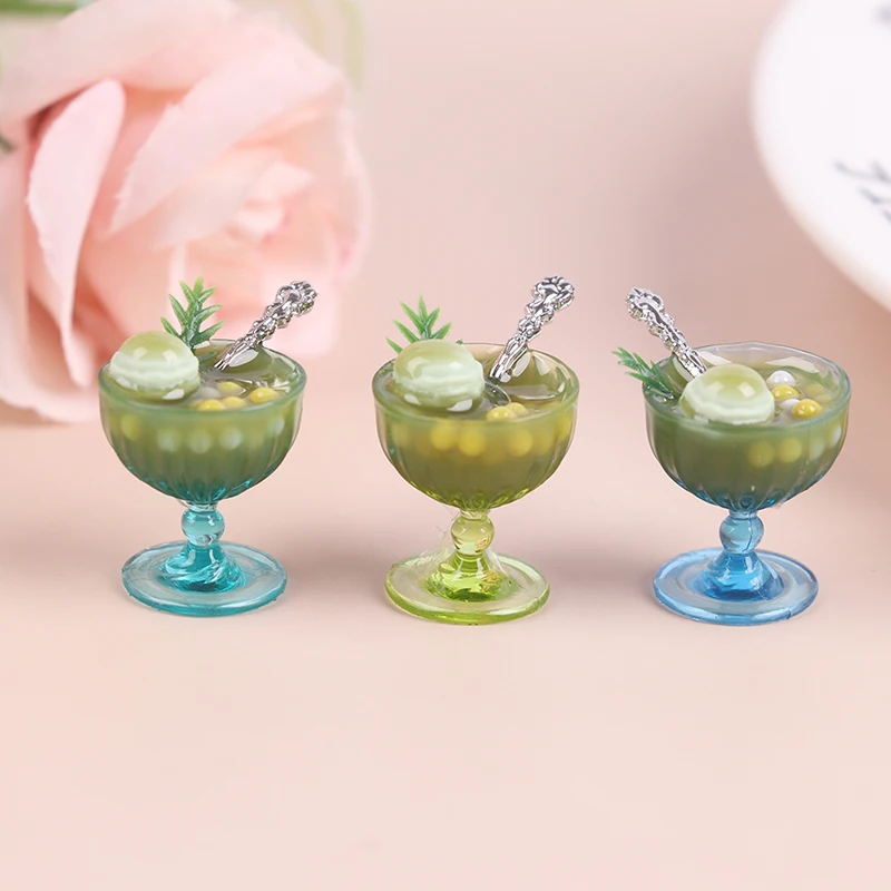 

New Arrival 1:12 Dollhouse Miniatures Mini Matcha Desserts Drink Model Scene Accessories Cups Kitchen Toys