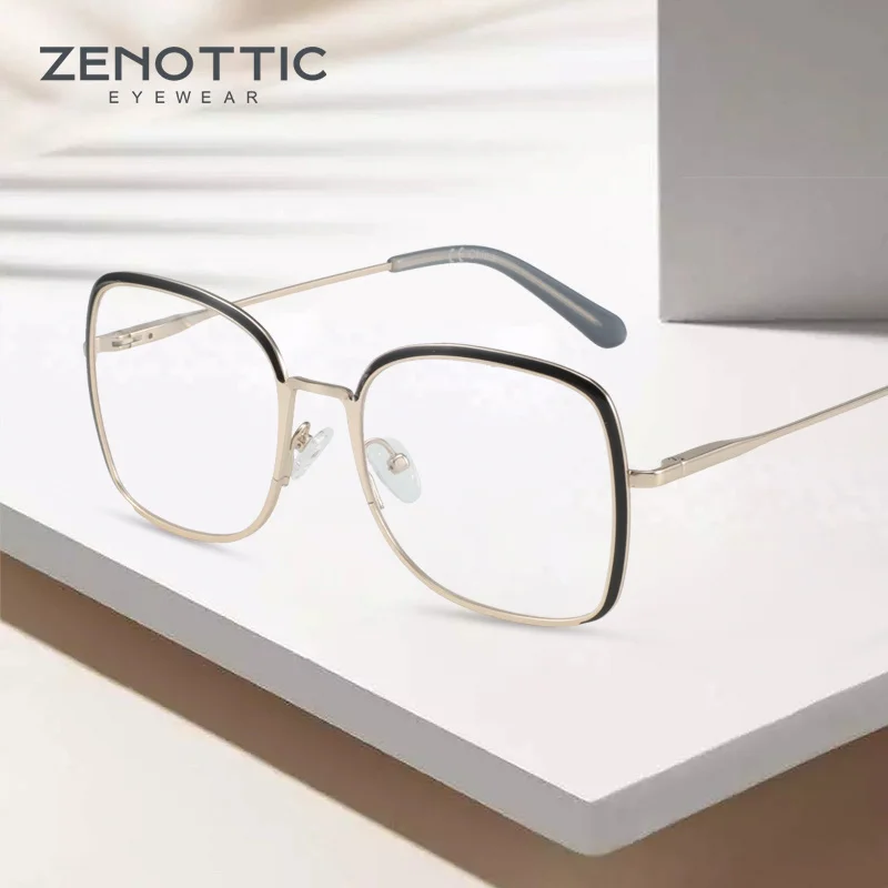 

ZENOTTIC Women High Quality Metal Glasses Square Myopia Prescription Eyeglasses Frames 2023 Non-Prescription Butterfly Eyewear