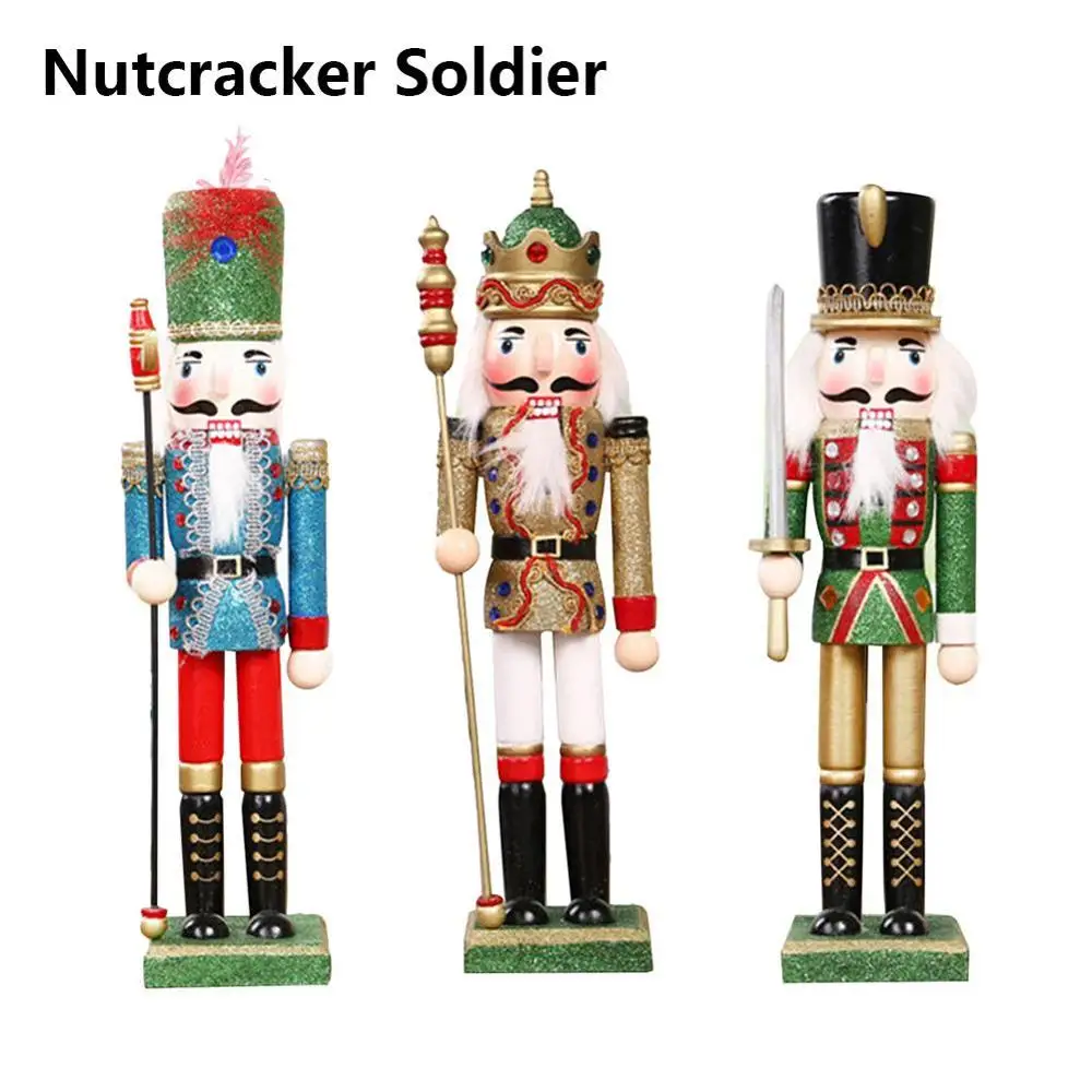 

Christmas Decoration Gift 30CM Wooden Painted Nutcracker Puppet Desktop Ornaments Handcraft Nutcracker Soldiers Doll