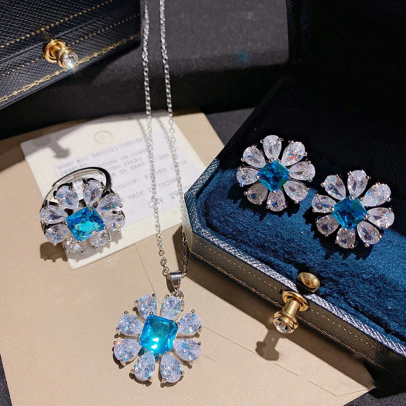 Женские серебряные кольца Маргаритка 2021 пробы ожерелье + серьги кольцо с