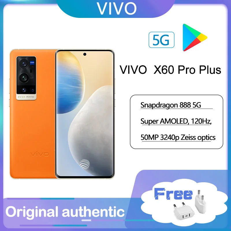 Оригинальный VIVO X60 Pro Plus 5G android смартфон 6 56 дюймов AMOLED 120 Гц Zeiss оптика Snapdragon 888 Android 11