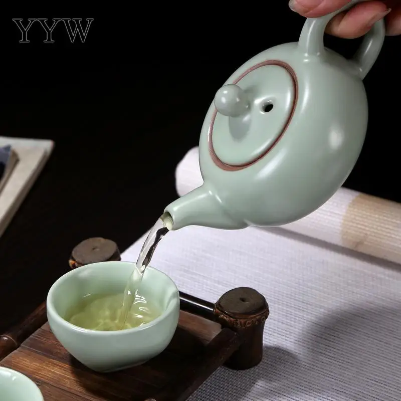 

Sky Blue Chinese Travel Kung Fu Tea Set Ceramic Portable Teapot Porcelain Teacup Kettles Tea Suit Chinese Tea Ceremony Drinkware